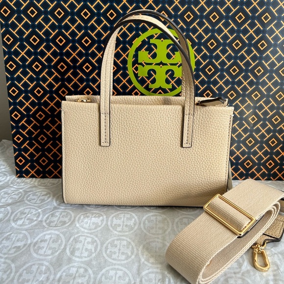 Tory Burch Blake Mini Tote Bag Crossbody Bag Soft Serve Gold Tan Cream - Picture 9 of 9